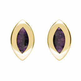 9ct Yellow Gold Blue John Framed Marquise Stud Earrings E561
