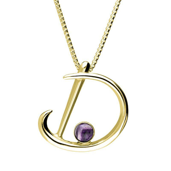 9ct Yellow Gold Blue John Love Letters Initial D Necklace P3451C
