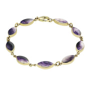 9ct Yellow Gold Blue John Marquise Bracelet. B184.