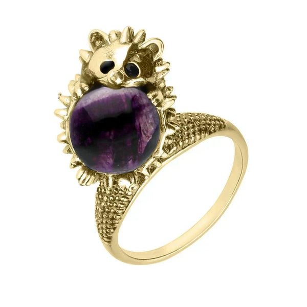 9ct Yellow Gold Blue John Medium Hedgehog Ring R1163
