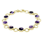 9ct Yellow Gold Blue John Nine Stone Round Ring Bracelet. B537.