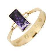 9ct Yellow Gold Blue John Oblong Stone Heavy Bangle, B031