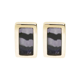 9ct Yellow Gold Blue John Oblong Stud Earrings, E819.