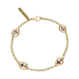 9ct Yellow Gold Blue John Oval Cross Detail Four Stone Bracelet, B799.