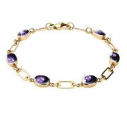 9ct Yellow Gold Blue John Oval Linked Bracelet. B026.