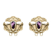 9ct Yellow Gold Blue John Sheep Stud Earrings E2530