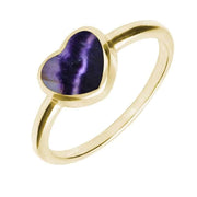 9ct Yellow Gold Blue John Single Heart Ring. R673.