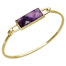 9ct Yellow Gold Blue John Slim Oblong Bangle B034