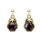 9ct Yellow Gold Blue John Tiny Hedgehog Drop Earrings E2428