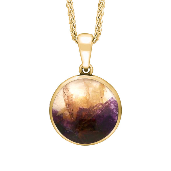 9ct Yellow Gold Blue John Tudor Rose Reversible Necklace, P1945.