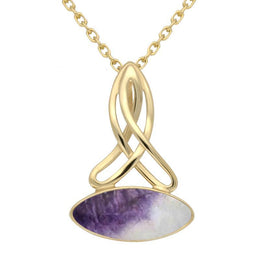 9ct Yellow Gold Blue John Wide Marquise Celtic Two Piece Set