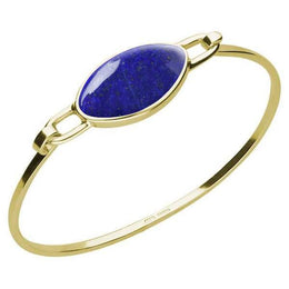 9ct Yellow Gold Lapis Lazuli Oval Slim Bangle. B018.