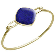 9ct Yellow Gold Lapis Lazuli Slim Cushion Bangle. B035.
