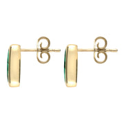 9ct Yellow Gold Malachite Small Oblong Stud Earrings E786