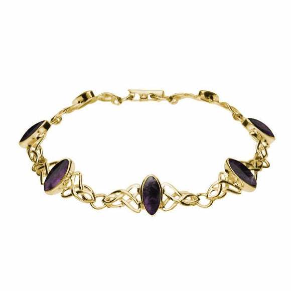 9ct Yellow Gold Blue John Marquise Shaped Celtic Bracelet B594