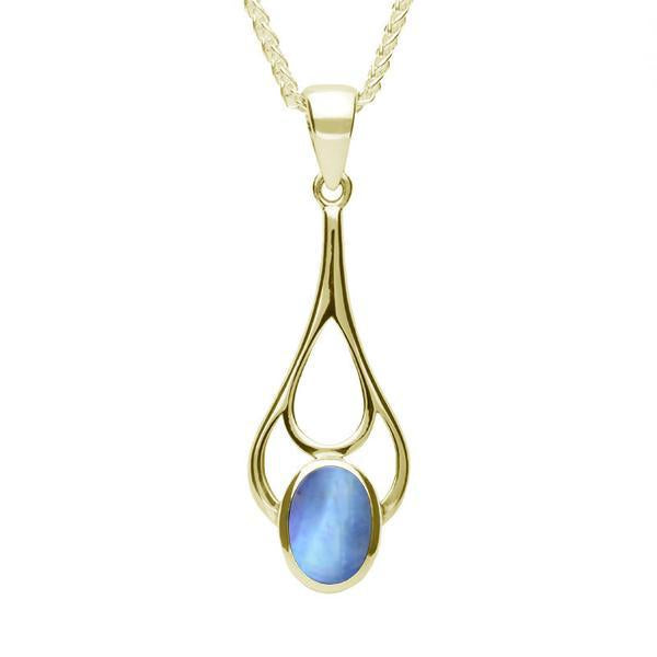 9ct Yellow Gold Moonstone Oval Spoon Necklace, P161.
