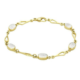 9ct Yellow Gold Mother of Pearl Oval Spoon Bracelet. B231.