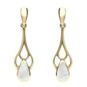 9ct Yellow Gold Mother of Pearl Pear Spoon Earrings. E139. 