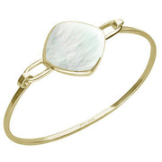 9ct Yellow Gold Mother of Pearl Slim Cushion Bangle. B035.