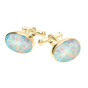 9ct Yellow Gold Opal Oval Cufflinks CL127 