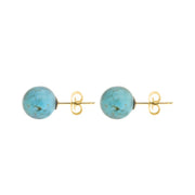 9ct Yellow Gold Turquoise 10mm Ball Stud Earrings, E1346.