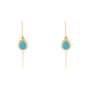 9ct Yellow Gold Turquoise Cross Disc Drop Earrings