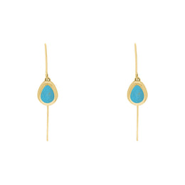 9ct Yellow Gold Turquoise Cross Disc Drop Earrings