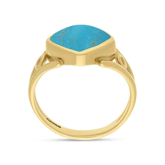 9ct Yellow Gold Turquoise Cushion Cut Ring R1246