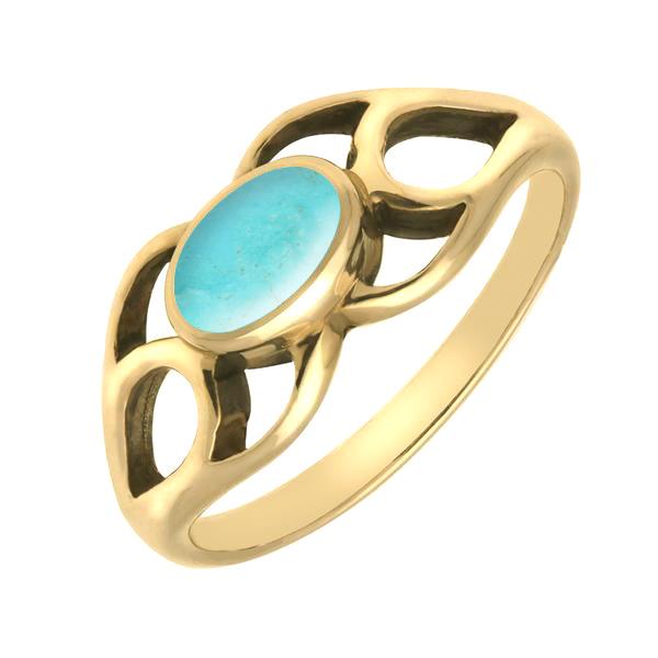 9ct Yellow Gold Turquoise Lattice Ring. R146.