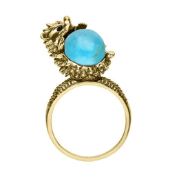 9ct Yellow Gold Turquoise Medium Hedgehog Ring R1163