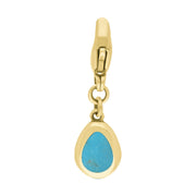 9ct Yellow Gold Turquoise Pear Shaped Cross Clip Charm, G664.