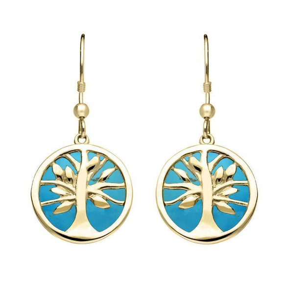 9ct Yellow Gold Turquoise Medium Round Tree of Life Two Piece Set S065