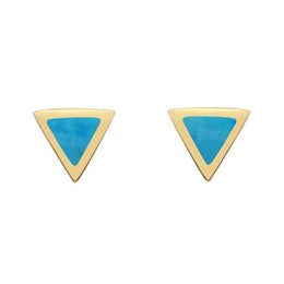 9ct Yellow Gold Turquoise Tiny Triangle Stud Earrings