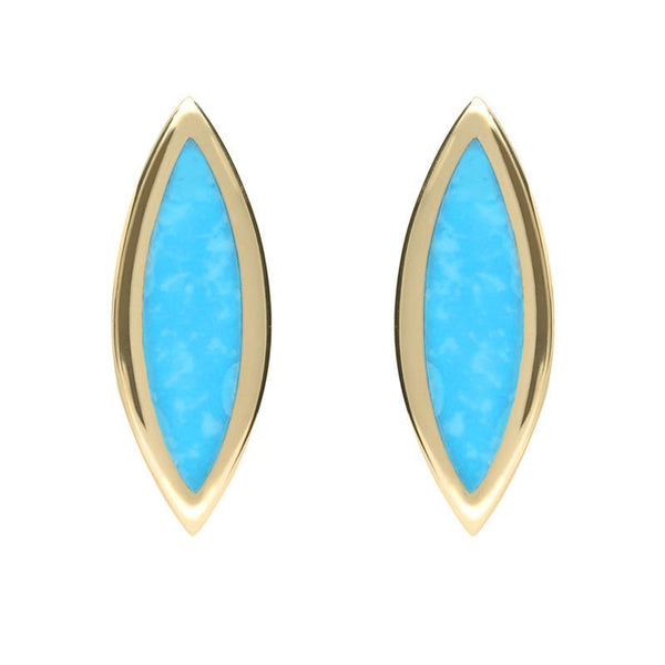 9ct Yellow Gold Turquoise Toscana Marquise Stud Earrings E1124