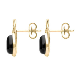9ct Yellow Gold Whitby Jet Celtic Twist Drop Stud Earrings E973