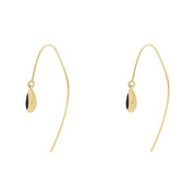 9ct Yellow Gold Whitby Jet Cross Disc Drop Earrings