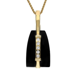 9ct Yellow Gold Whitby Jet Diamond Five Stone Graduated Necklace P1605C