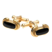 9ct Yellow Gold Whitby Jet Dodgem Cufflinks CL123