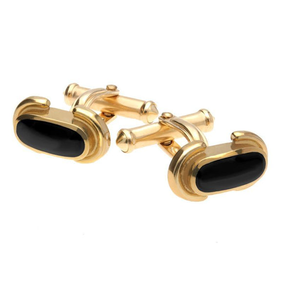9ct Yellow Gold Whitby Jet Dodgem Cufflinks CL123