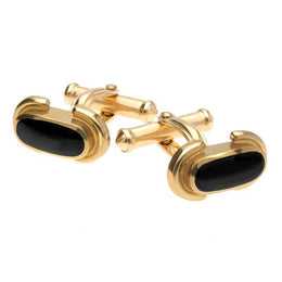 9ct Yellow Gold Whitby Jet Dodgem Cufflinks CL123