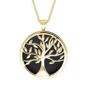 9ct Yellow Gold Whitby Jet Large Round Tree of Life Two Piece Set S063