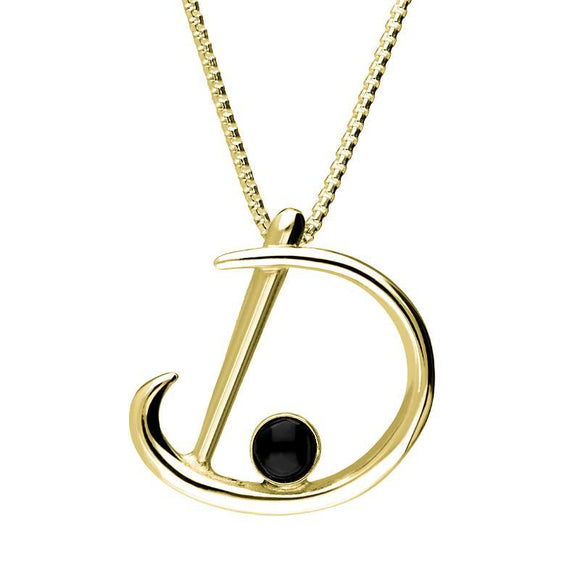 9ct Yellow Gold Whitby Jet Love Letters Initial D Necklace P3451C