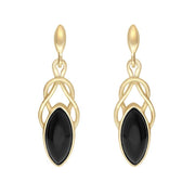 9ct Yellow Gold Whitby Jet Marquise Celtic Twist Two Piece Set S056