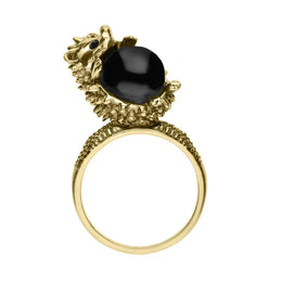 9ct Yellow Gold Whitby Jet Medium Hedgehog Ring R1163