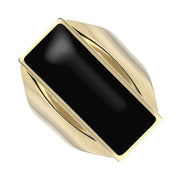 9ct Yellow Gold Whitby Jet Medium Oblong Ring. R065.