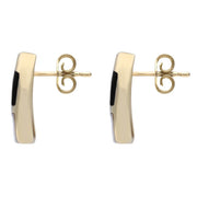 9ct Yellow Gold Whitby Jet Mother of Pearl Three Stone Stud Earrings E803 side