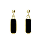 9ct Yellow Gold Whitby Jet Oblong Drop Earrings E226