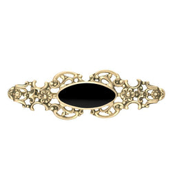 9ct Yellow Gold Whitby Jet Oval Fancy Brooch M076