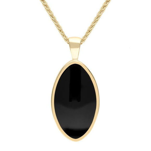 9ct Yellow Gold Whitby Jet Oval Necklace P080