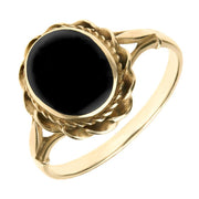 9ct Yellow Gold Whitby Jet Oval Rope Twist Ring
